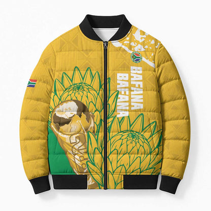 Custom South Africa Soccer Bomber Puffer Jacket 2026 Bafana Bafana Go Boys Protea - African Pride