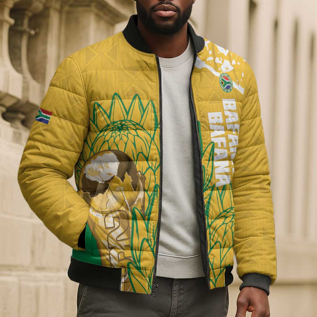 Custom South Africa Soccer Bomber Puffer Jacket 2026 Bafana Bafana Go Boys Protea - African Pride