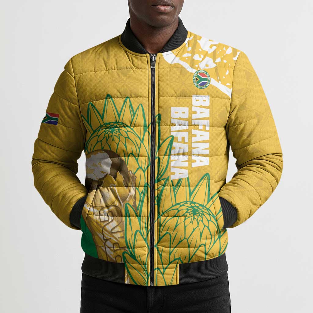 Custom South Africa Soccer Bomber Puffer Jacket 2026 Bafana Bafana Go Boys Protea - African Pride