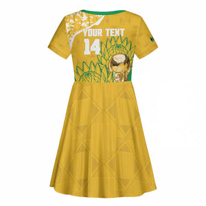 Custom South Africa Soccer Kid Short Sleeve Dress 2026 Bafana Bafana Go Boys Protea LT14