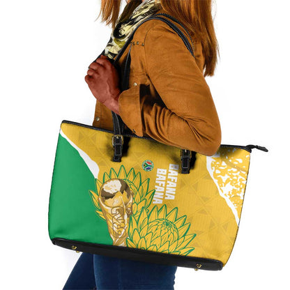South Africa Soccer Leather Tote Bag 2026 Bafana Bafana Go Boys Protea - African Pride