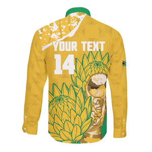 Custom South Africa Soccer Long Sleeve Button Shirt 2026 Bafana Bafana Go Boys Protea - African Pride