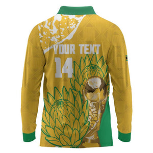Custom South Africa Soccer Long Sleeve Polo Shirt 2026 Bafana Bafana Go Boys Protea - African Pride
