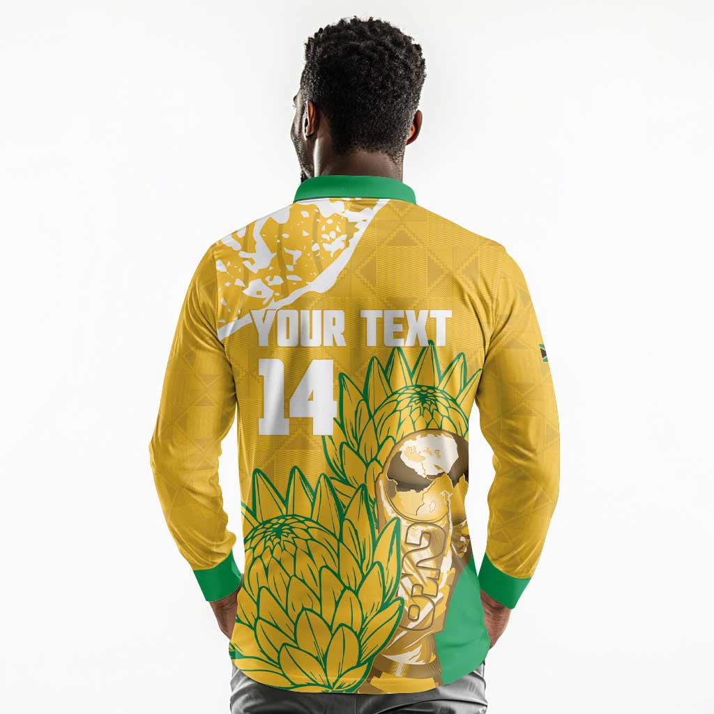 Custom South Africa Soccer Long Sleeve Polo Shirt 2026 Bafana Bafana Go Boys Protea - African Pride
