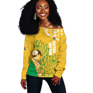 Custom South Africa Soccer Off Shoulder Sweater 2026 Bafana Bafana Go Boys Protea - African Pride
