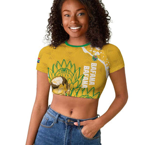 Custom South Africa Soccer Raglan Cropped T shirt 2026 Bafana Bafana Go Boys Protea LT14