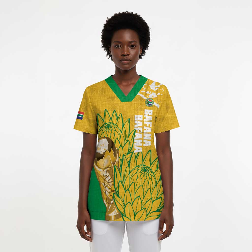 Custom South Africa Soccer Scrub Top 2026 Bafana Bafana Go Boys Protea - African Pride
