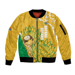 Custom South Africa Soccer Sleeve Zip Bomber Jacket 2026 Bafana Bafana Go Boys Protea - African Pride