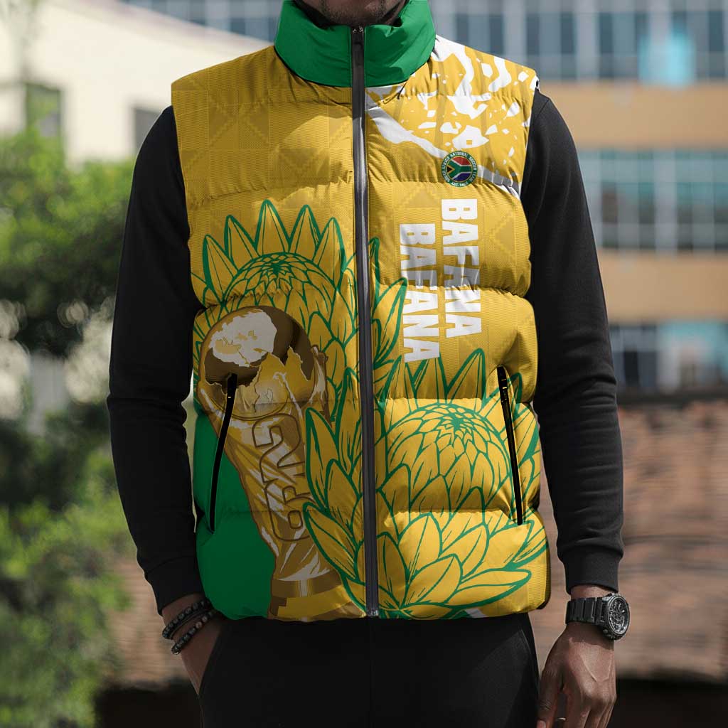 Custom South Africa Soccer Sleeveless Puffer Jacket 2026 Bafana Bafana Go Boys Protea - African Pride