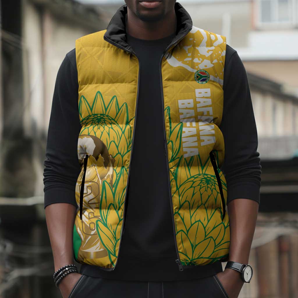 Custom South Africa Soccer Sleeveless Puffer Jacket 2026 Bafana Bafana Go Boys Protea - African Pride