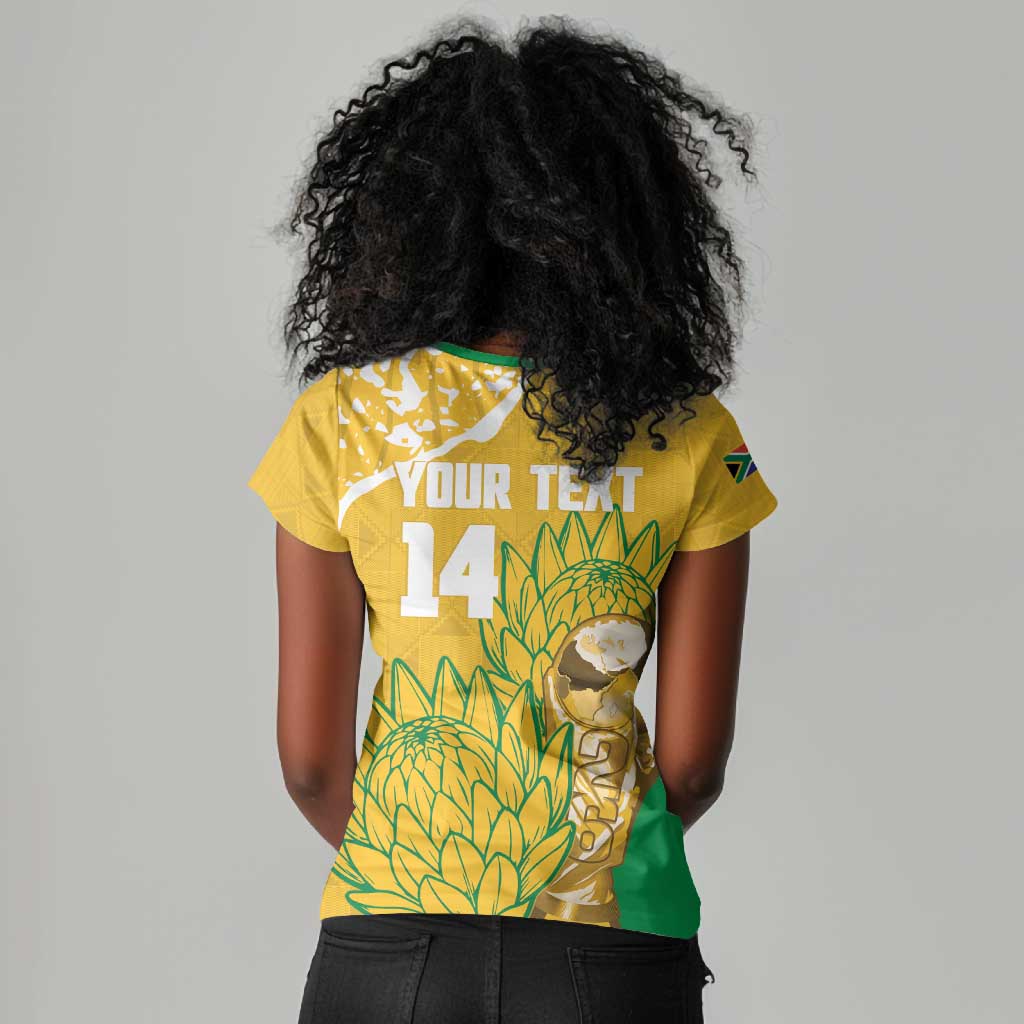 Custom South Africa Soccer Women V-Neck T-Shirt 2026 Bafana Bafana Go Boys Protea LT14