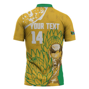 Custom South Africa Soccer Zipper Polo Shirt 2026 Bafana Bafana Go Boys Protea - African Pride
