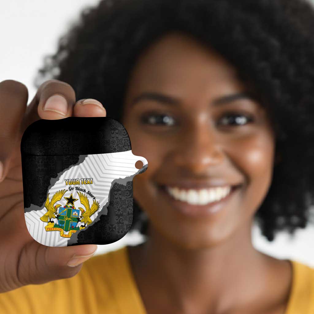 Custom Ghana Football AirPods Case 2026 Go Black Stars Black Adinkra Pattern - African Pride