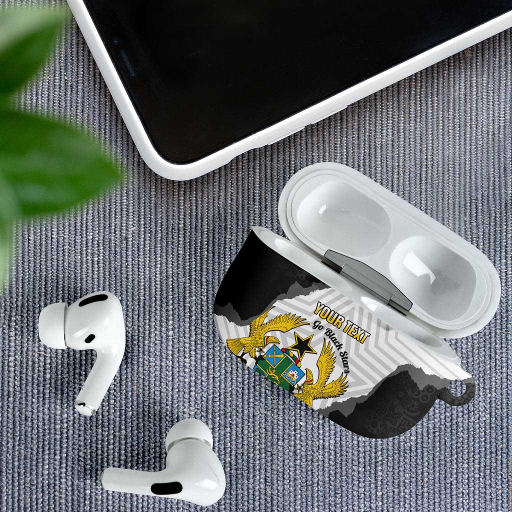 Custom Ghana Football AirPods Case 2026 Go Black Stars Black Adinkra Pattern - African Pride