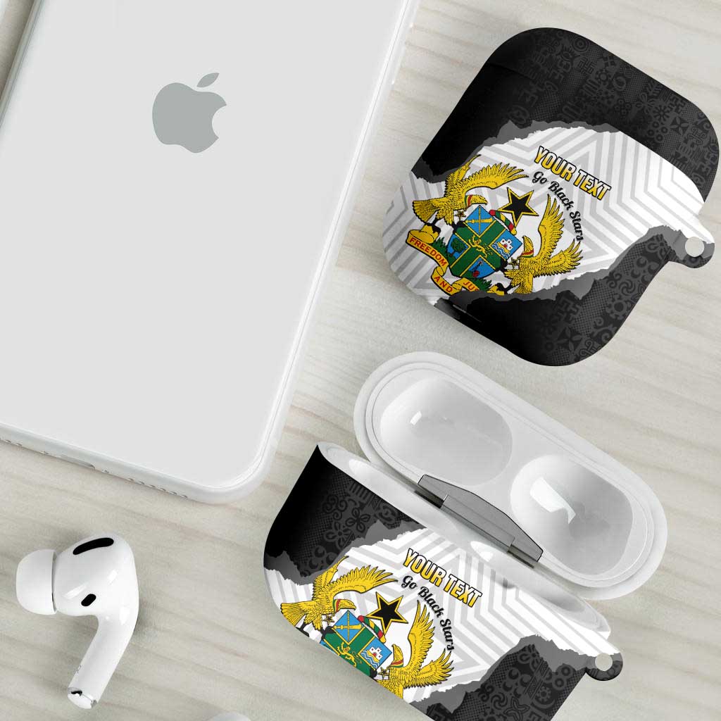 Custom Ghana Football AirPods Case 2026 Go Black Stars Black Adinkra Pattern - African Pride