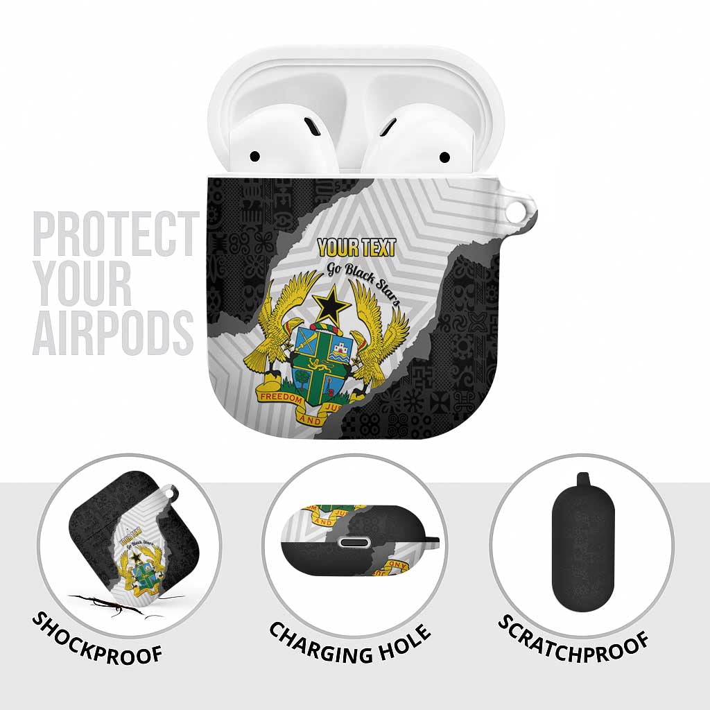 Custom Ghana Football AirPods Case 2026 Go Black Stars Black Adinkra Pattern - African Pride
