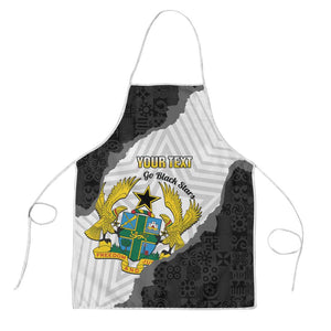 Custom Ghana Football Apron 2026 Go Black Stars Black Adinkra Pattern - African Pride