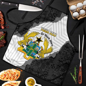 Custom Ghana Football Apron 2026 Go Black Stars Black Adinkra Pattern - African Pride
