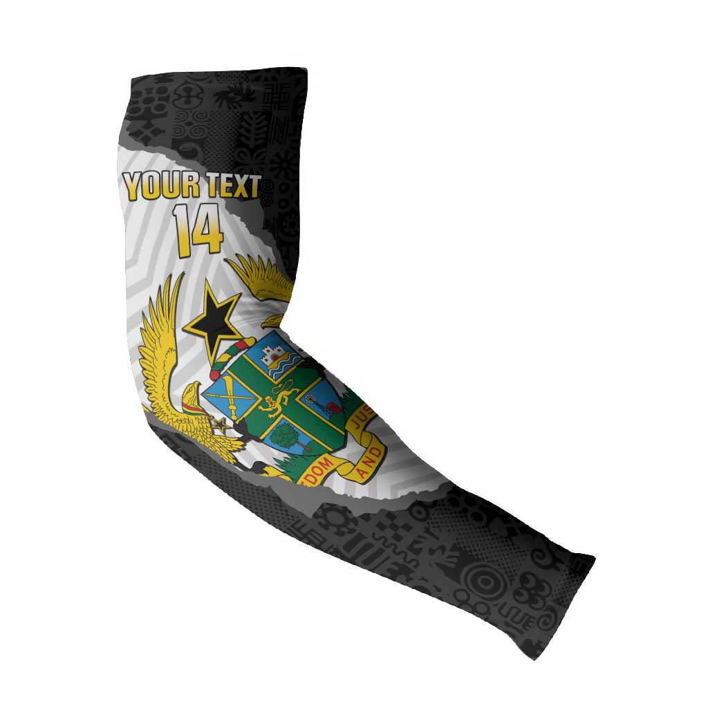 Custom Ghana Football Arm Sleeves 2026 Go Black Stars Black Adinkra Pattern - African Pride