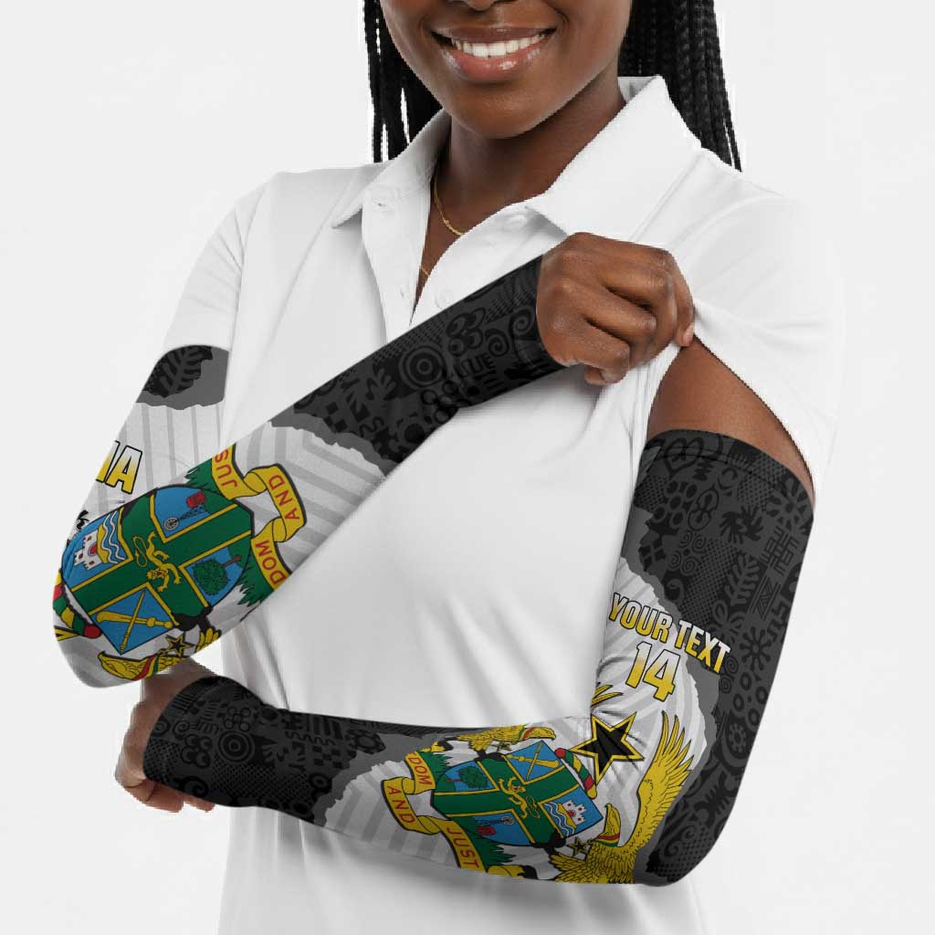 Custom Ghana Football Arm Sleeves 2026 Go Black Stars Black Adinkra Pattern - African Pride