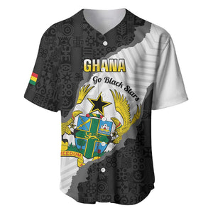 Custom Ghana Football Baseball Jersey 2026 Go Black Stars Black Adinkra Pattern LT14