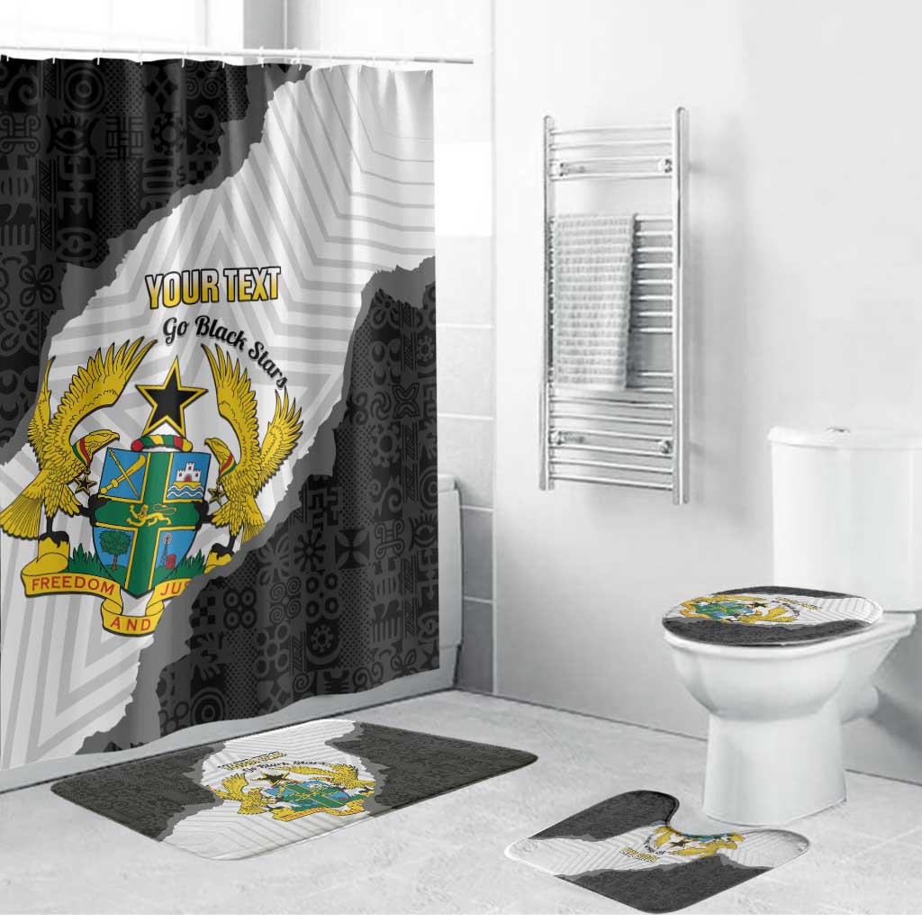 Custom Ghana Football Bathroom Set 2026 Go Black Stars Black Adinkra Pattern - African Pride