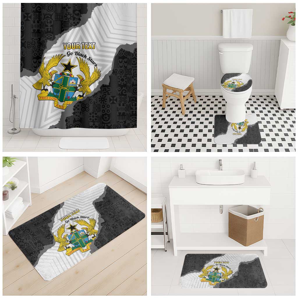 Custom Ghana Football Bathroom Set 2026 Go Black Stars Black Adinkra Pattern - African Pride