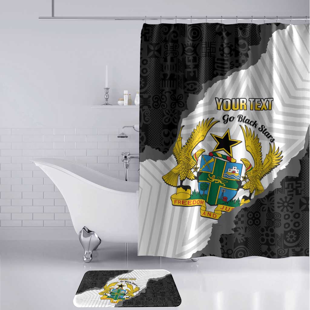 Custom Ghana Football Bathroom Set 2026 Go Black Stars Black Adinkra Pattern - African Pride