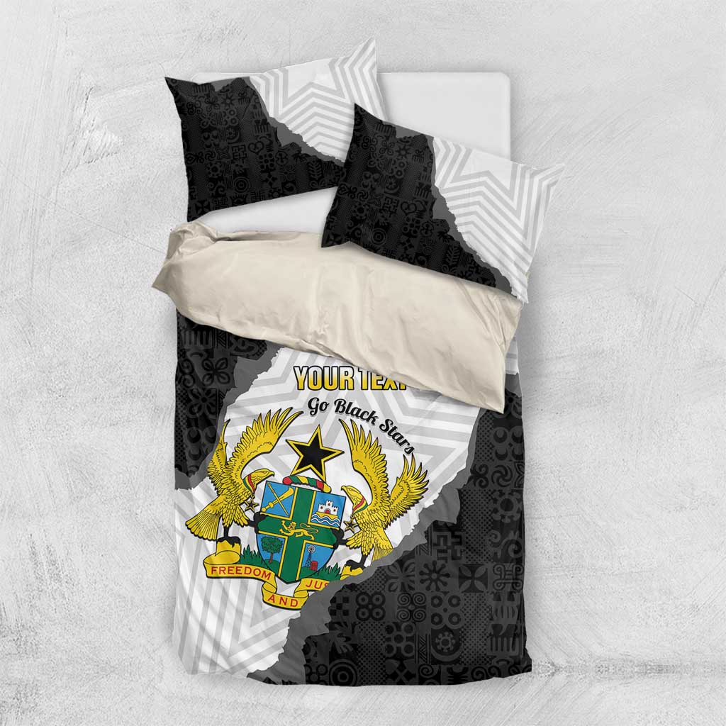 Custom Ghana Football Bedding Set 2026 Go Black Stars Black Adinkra Pattern - African Pride