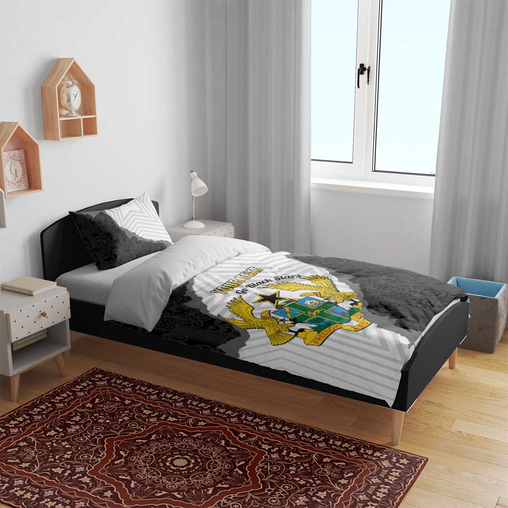Custom Ghana Football Bedding Set 2026 Go Black Stars Black Adinkra Pattern - African Pride