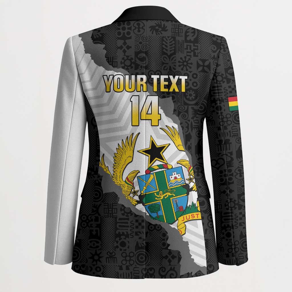 Custom Ghana Football Blazer 2026 Go Black Stars Black Adinkra Pattern - African Pride