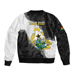 Custom Ghana Football Bomber Jacket 2026 Go Black Stars Black Adinkra Pattern - African Pride