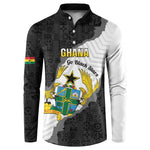 Custom Ghana Football Button Sweatshirt 2026 Go Black Stars Black Adinkra Pattern