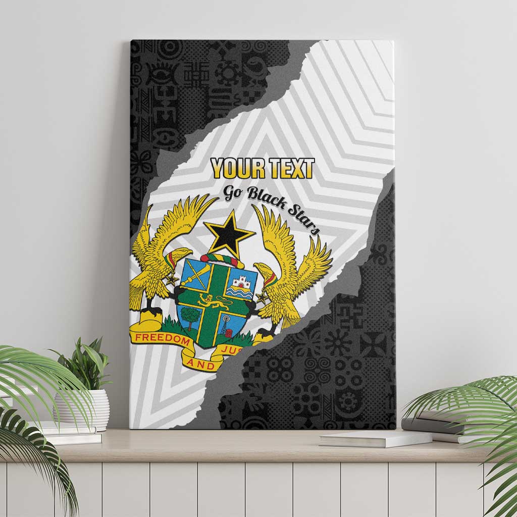 Custom Ghana Football Canvas Wall Art 2026 Go Black Stars Black Adinkra Pattern - African Pride