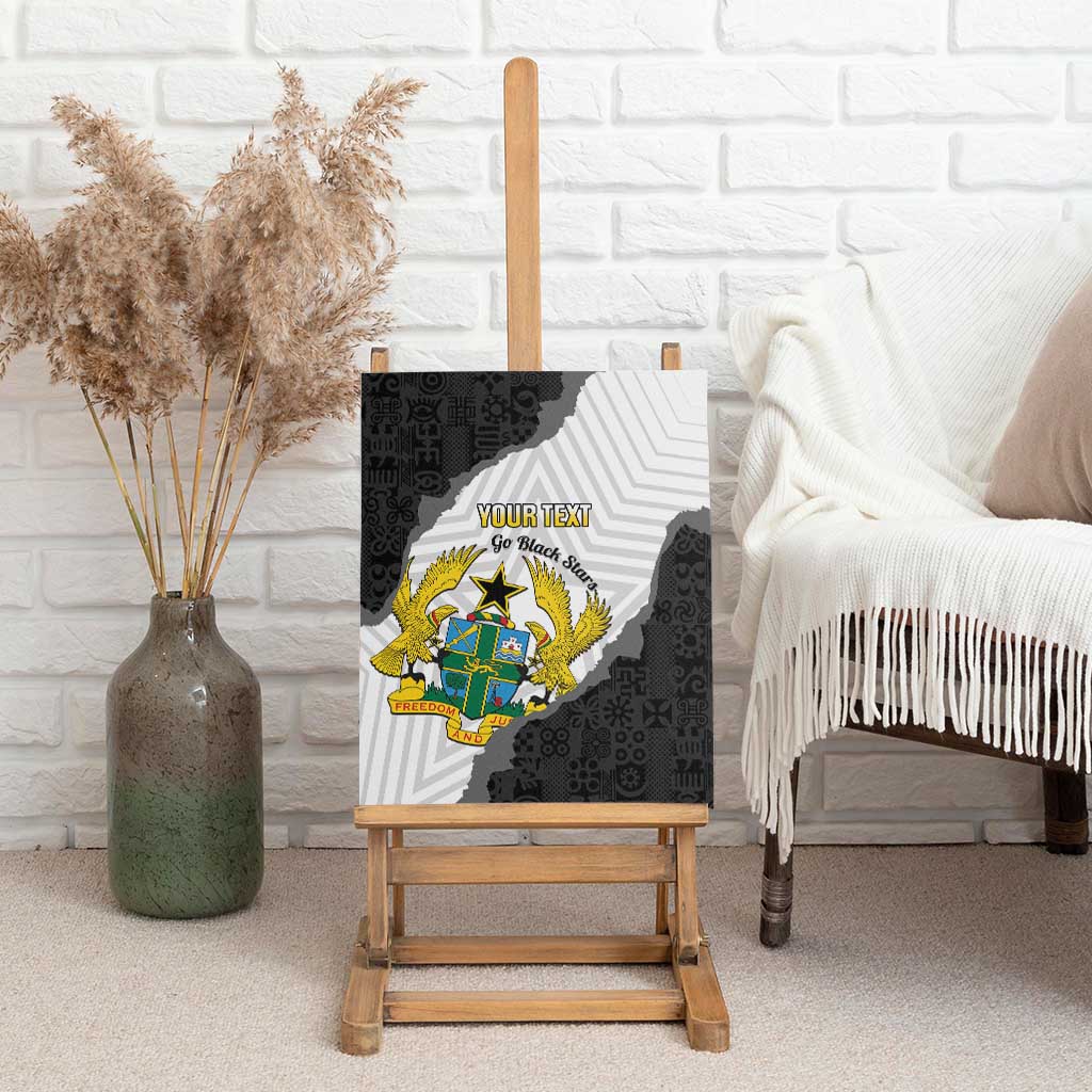 Custom Ghana Football Canvas Wall Art 2026 Go Black Stars Black Adinkra Pattern - African Pride