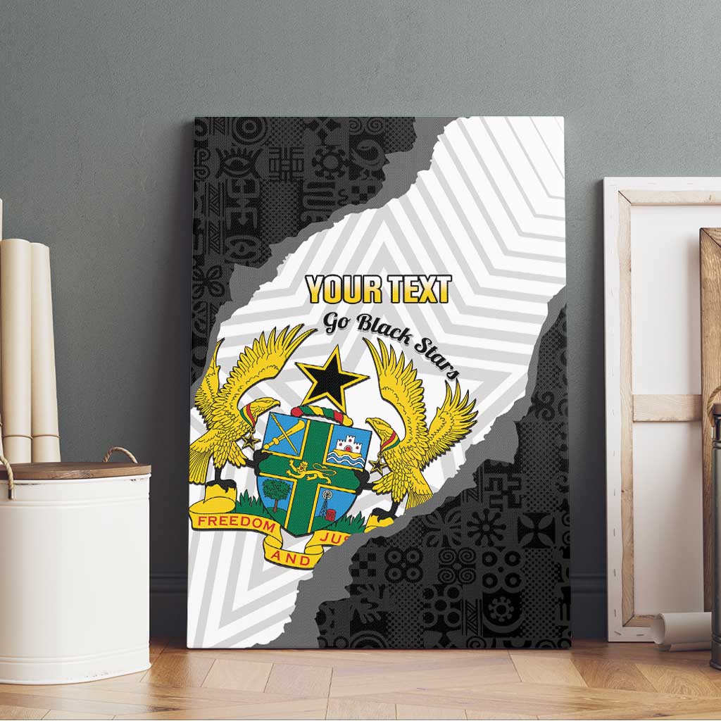 Custom Ghana Football Canvas Wall Art 2026 Go Black Stars Black Adinkra Pattern - African Pride
