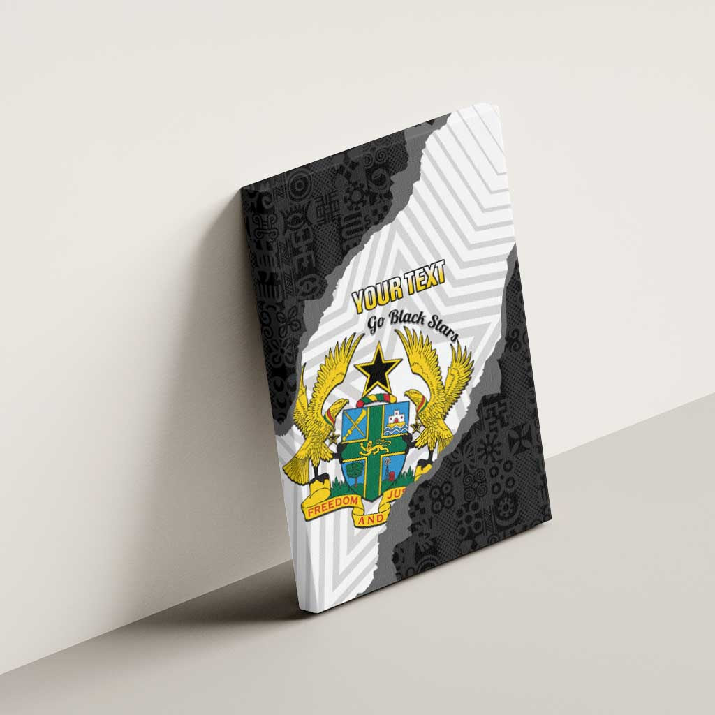 Custom Ghana Football Canvas Wall Art 2026 Go Black Stars Black Adinkra Pattern - African Pride