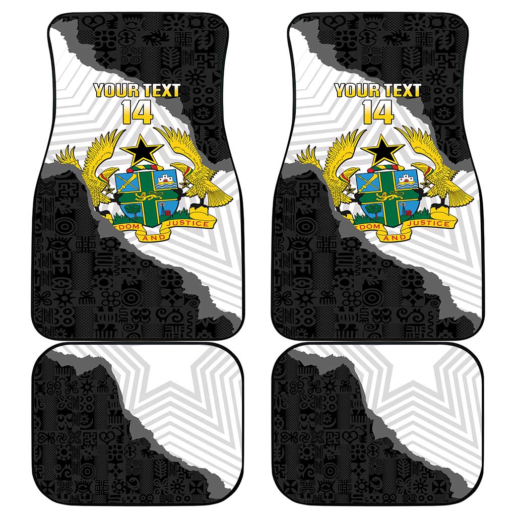 Custom Ghana Football Car Mats 2026 Go Black Stars Black Adinkra Pattern - African Pride