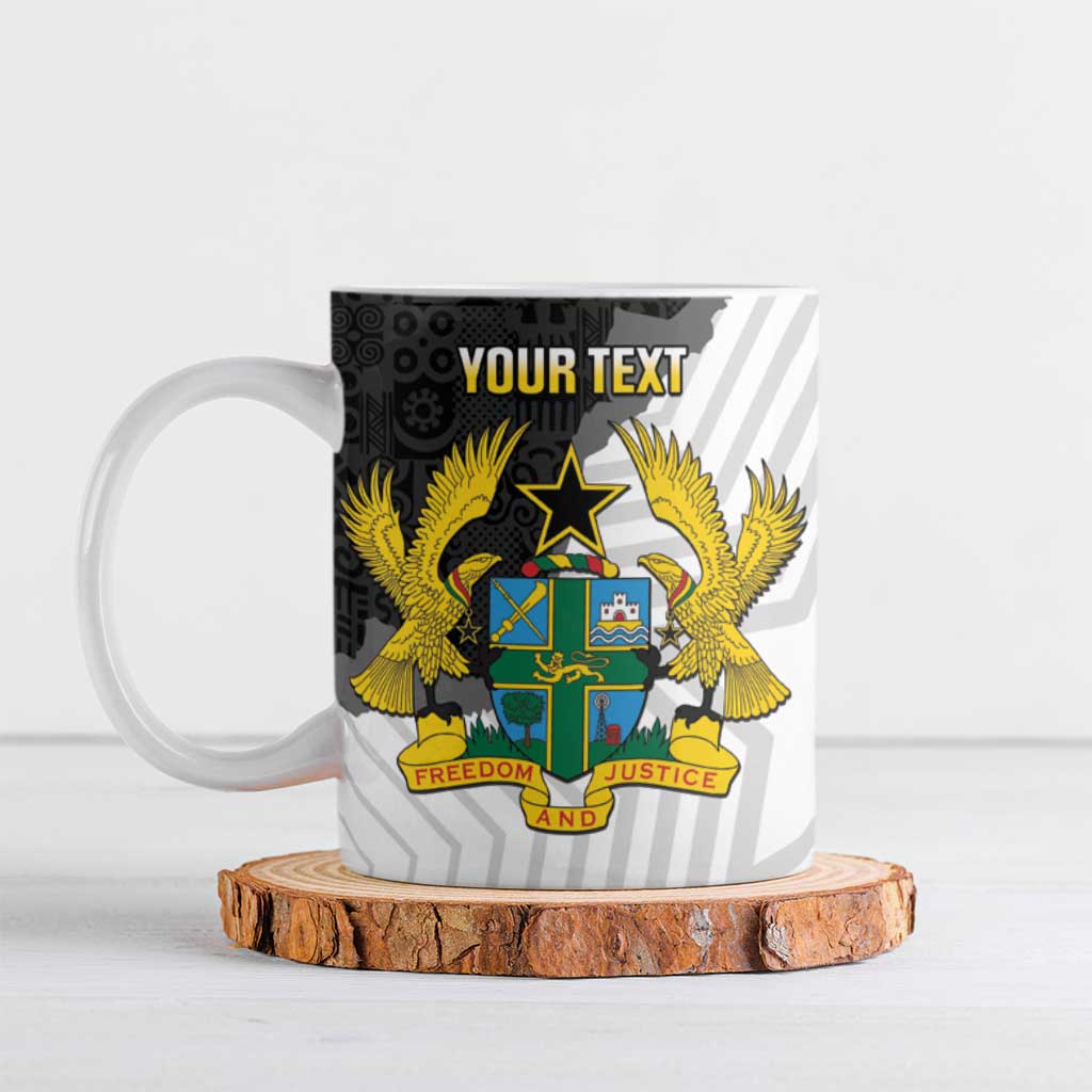Custom Ghana Football Ceramic Mug 2026 Go Black Stars Black Adinkra Pattern - African Pride