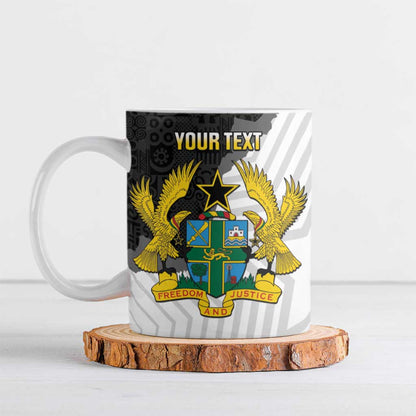 Custom Ghana Football Ceramic Mug 2026 Go Black Stars Black Adinkra Pattern - African Pride