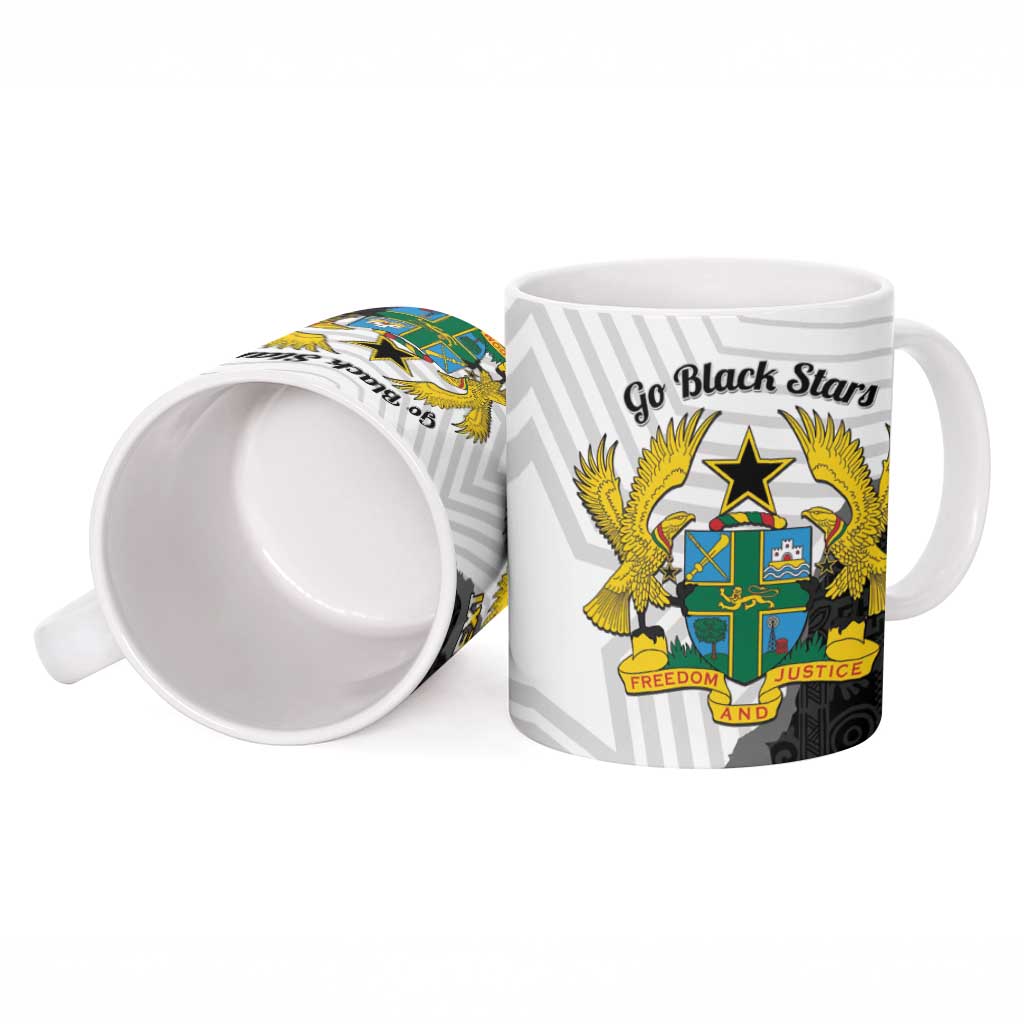 Custom Ghana Football Ceramic Mug 2026 Go Black Stars Black Adinkra Pattern - African Pride