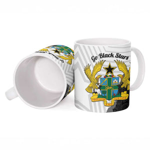 Custom Ghana Football Ceramic Mug 2026 Go Black Stars Black Adinkra Pattern - African Pride