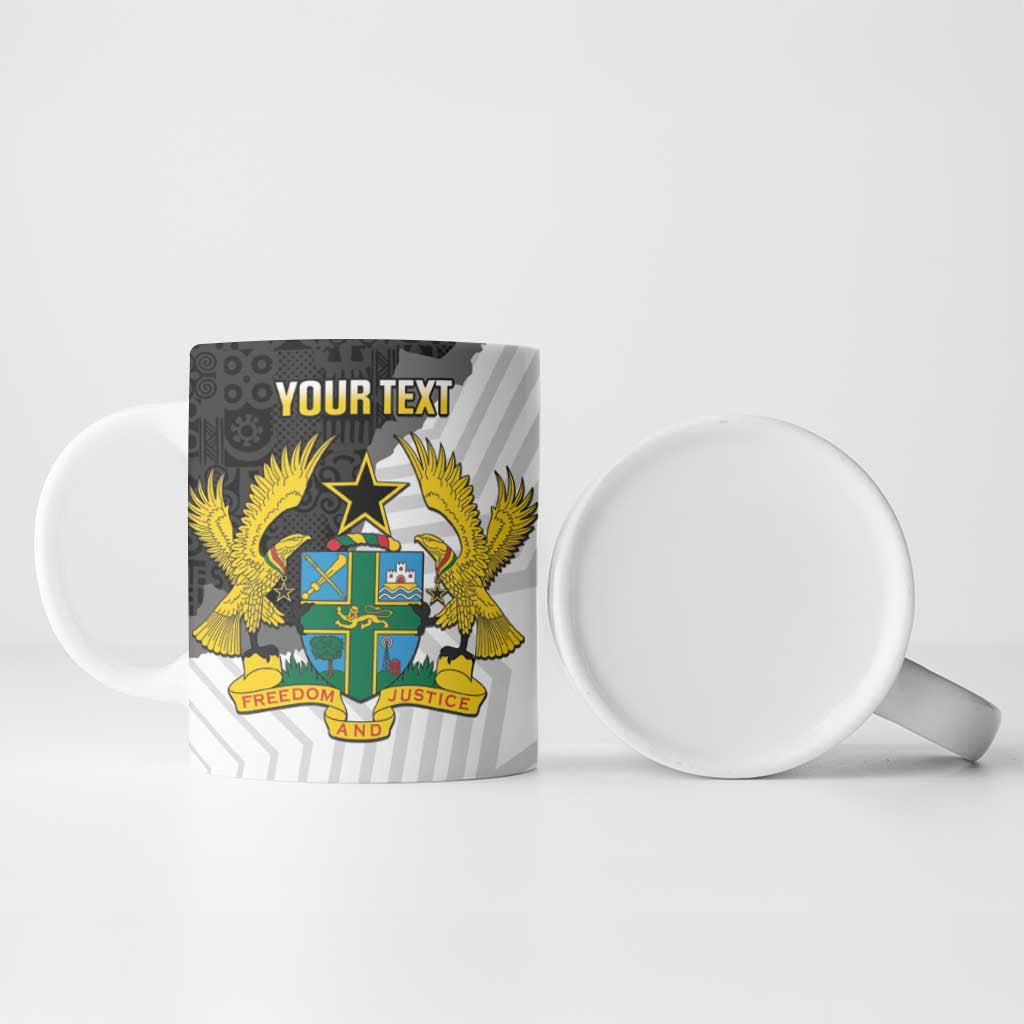 Custom Ghana Football Ceramic Mug 2026 Go Black Stars Black Adinkra Pattern - African Pride
