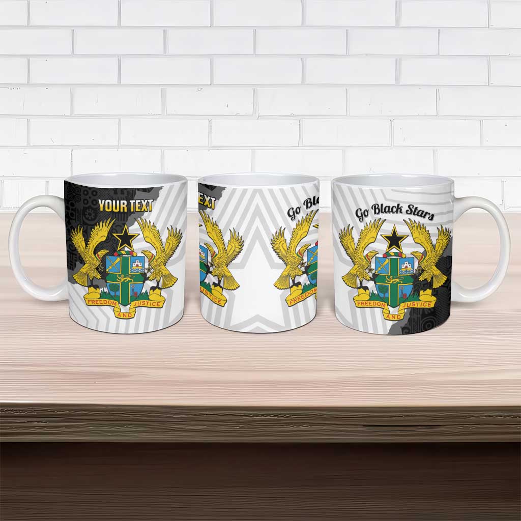 Custom Ghana Football Ceramic Mug 2026 Go Black Stars Black Adinkra Pattern - African Pride