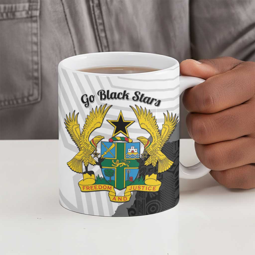 Custom Ghana Football Ceramic Mug 2026 Go Black Stars Black Adinkra Pattern - African Pride