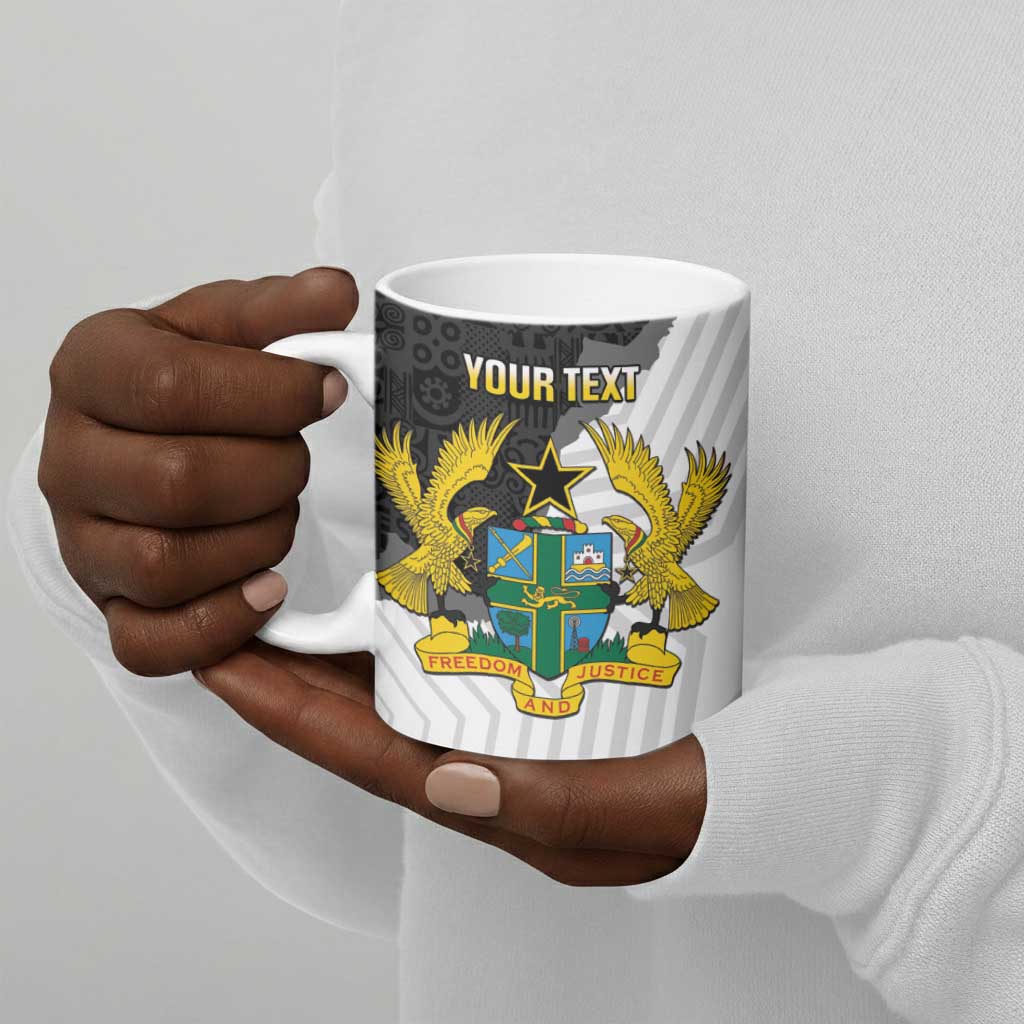 Custom Ghana Football Ceramic Mug 2026 Go Black Stars Black Adinkra Pattern - African Pride