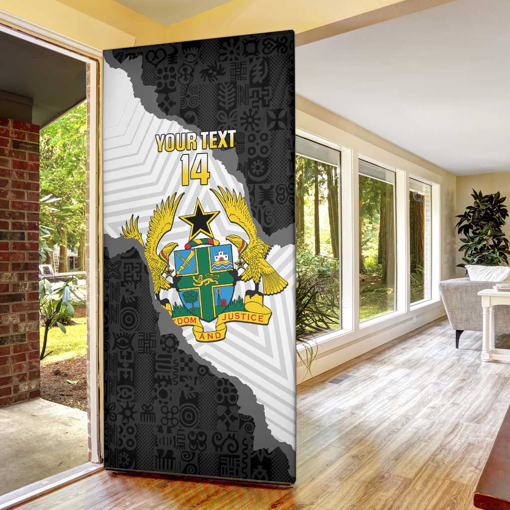 Custom Ghana Football Door Cover 2026 Go Black Stars Black Adinkra Pattern - African Pride