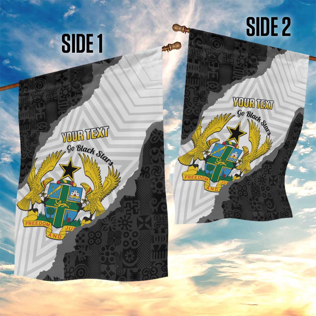 Custom Ghana Football Garden Flag 2026 Go Black Stars Black Adinkra Pattern - African Pride