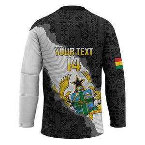 Custom Ghana Football Hockey Jersey 2026 Go Black Stars Black Adinkra Pattern - African Pride
