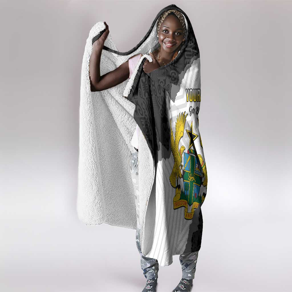 Custom Ghana Football Hooded Blanket 2026 Go Black Stars Black Adinkra Pattern - African Pride
